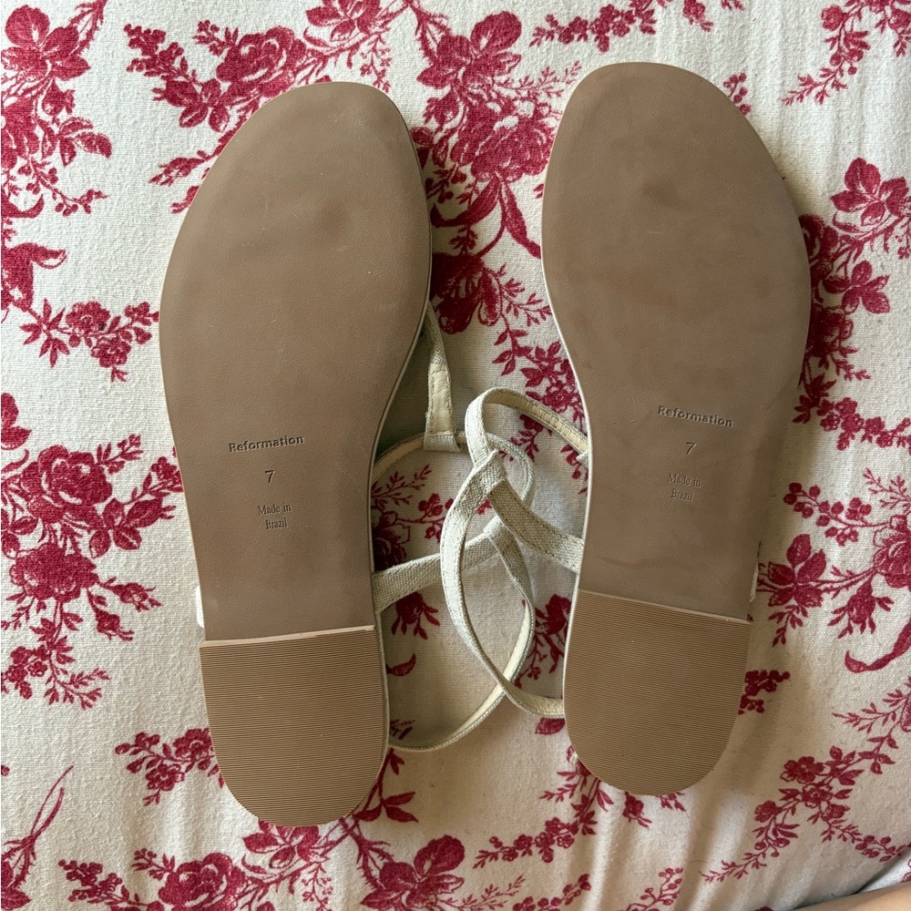 Reformation Thea Linen Sandals - Cream - Picture 7 of 7